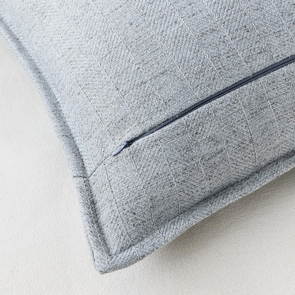 26x26 Linen Euro Sham Pillow Covers Steel Blue Pack of 2 Farmhouse Boho Neutral Accents Striped Textured Square Decorative Throw Pillow Cases for Living Room Couch Bed Home Decor