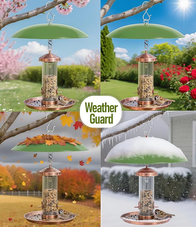 13" Bird Feeder Rain Cover,Bird Feeder Dome,Hummingbird Feeder Squirrel Guard,Proof Bird Feeders Baffle, (Green), 2Pack