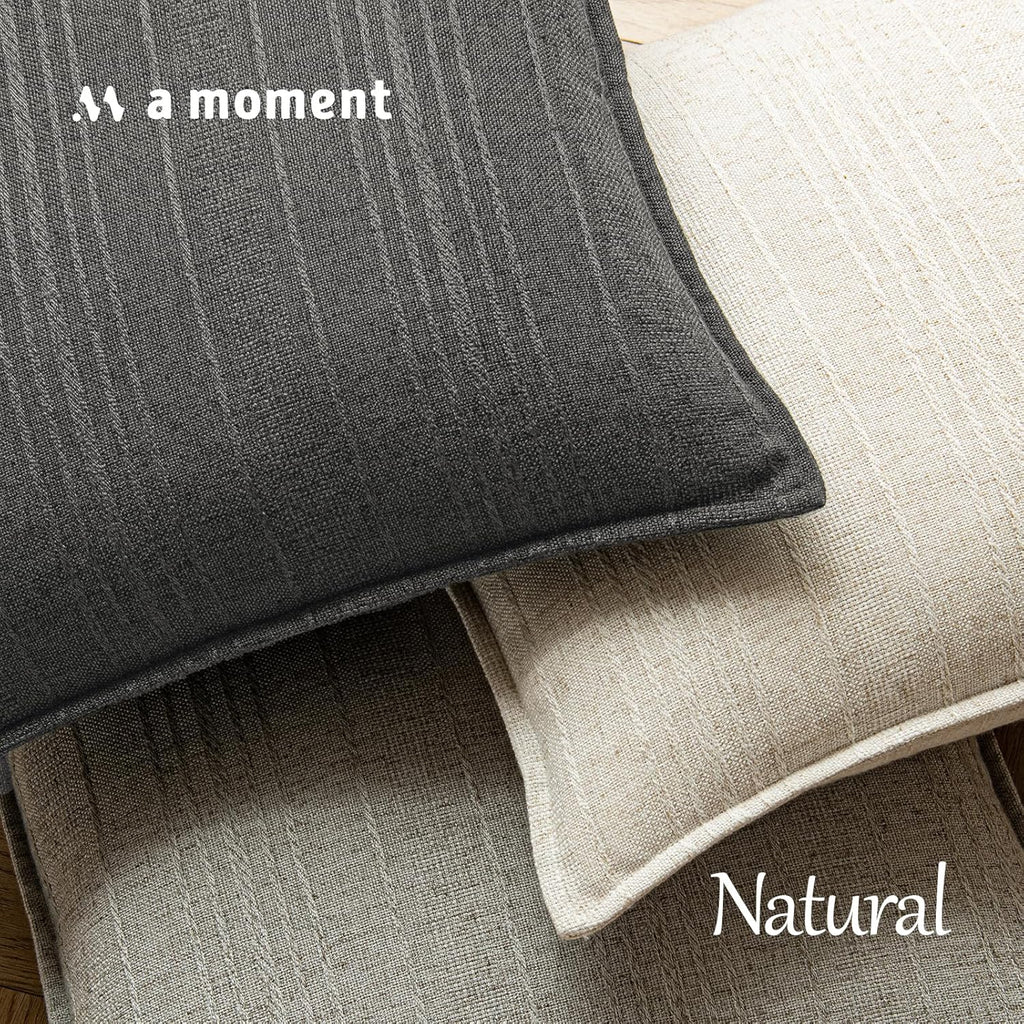 a moment Linen Pillow Covers Set of 2,Boho Farmhouse Throw Pillowcases Neutral Textured Decorative Covers for Couch Sofa,Soft Linen Blend Accent Case Cushion Living Room Home Decor 20"x12"Rustic Gray