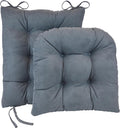 Klear Vu Omega Non-Slip Rocking Chair Cushion Set, Assembled in USA, Thick Padding & Tufted Design, Includes Seat Pad & Back Pillow with Ties, 17x17 Inches, 2-Piece Set, Twillo Bluestone