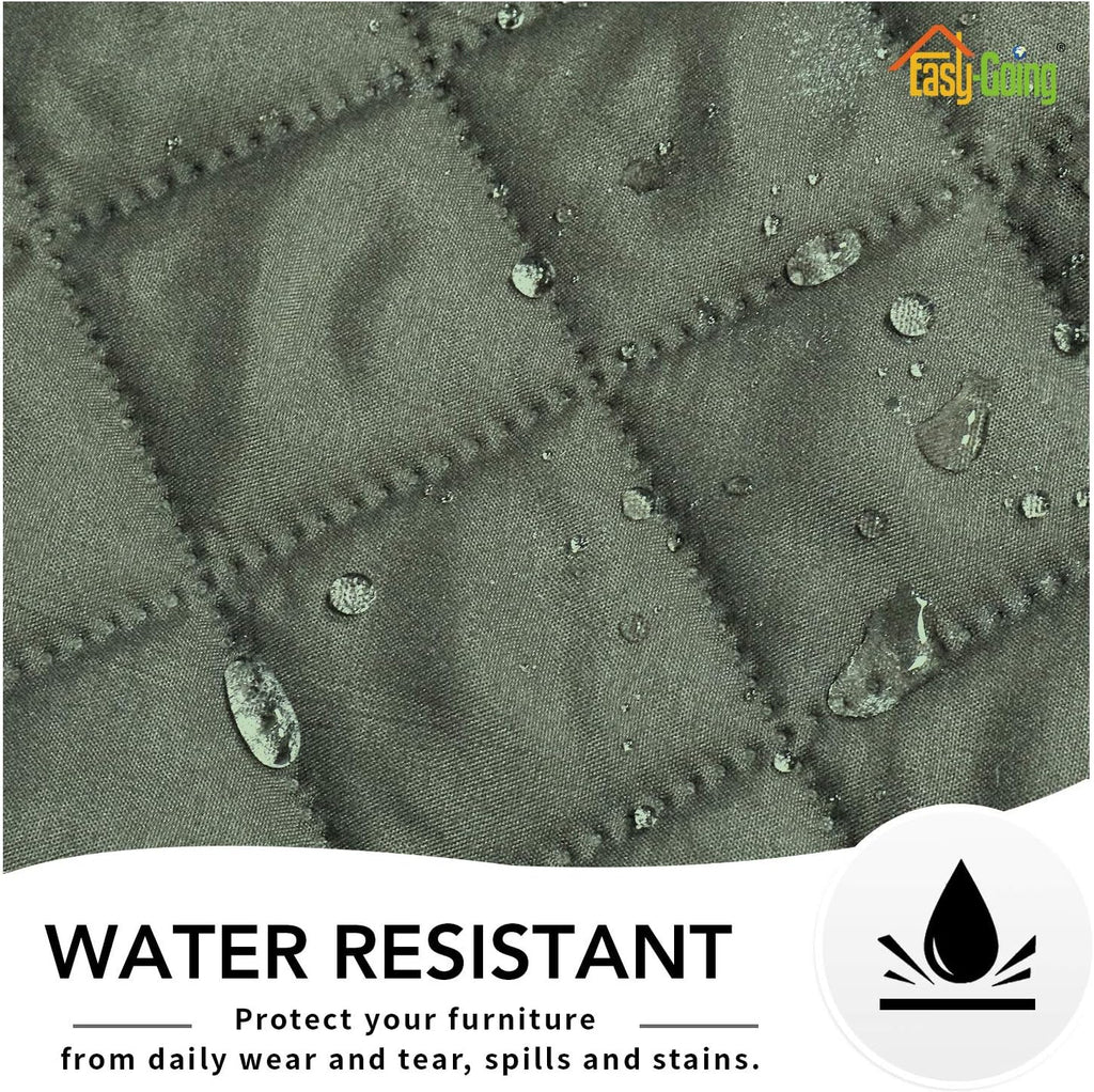 Easy-Going Oversized Recliner Cover Reversible Couch Cover Sofa Cover for Living Room Water Resistant Furniture Protector with Elastic Straps for Pets Kids (Oversized Recliner, Greyish Green/Beige)