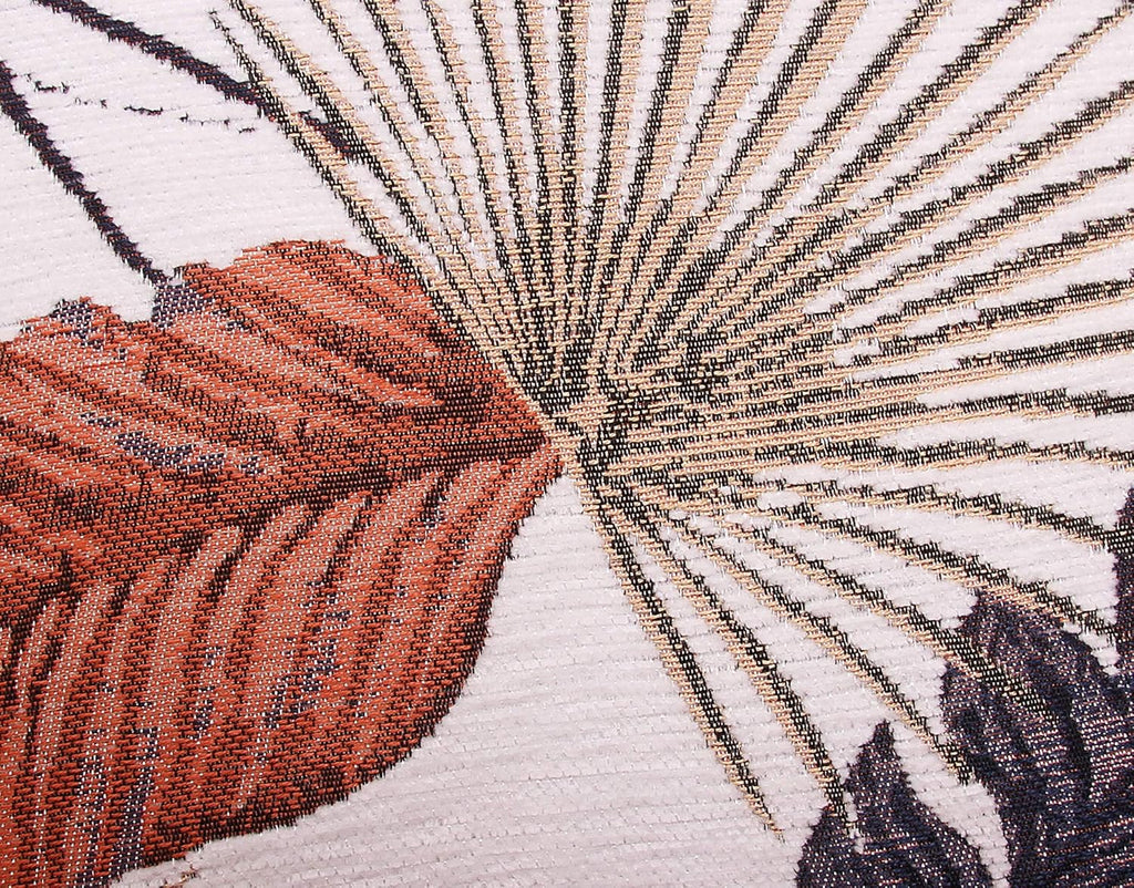 Yeiotsy Decorative Cushion Cover, Tropical Leaf Throw Pillow Cover Jacquard Chenille (Brick Red, 18 x 18 Inches)