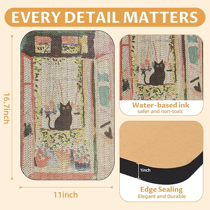 2 Pack Art Cat Scratcher, Wall-Mountable Cat Scratch Pad, Wall Cat Scratcher 16.7x11x1 Inch Cat Scratching Board for Indoor Cats Toy(Window & Garden)