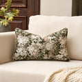 Yangest Neutral Floral Pillow Cover 12 x 20 Inches, Vintage Chenille Rectangle Throw Pillow Cover Soft Decorative Farmhouse Accent Couch Pillow Cover for Living Room Bedroom, Green