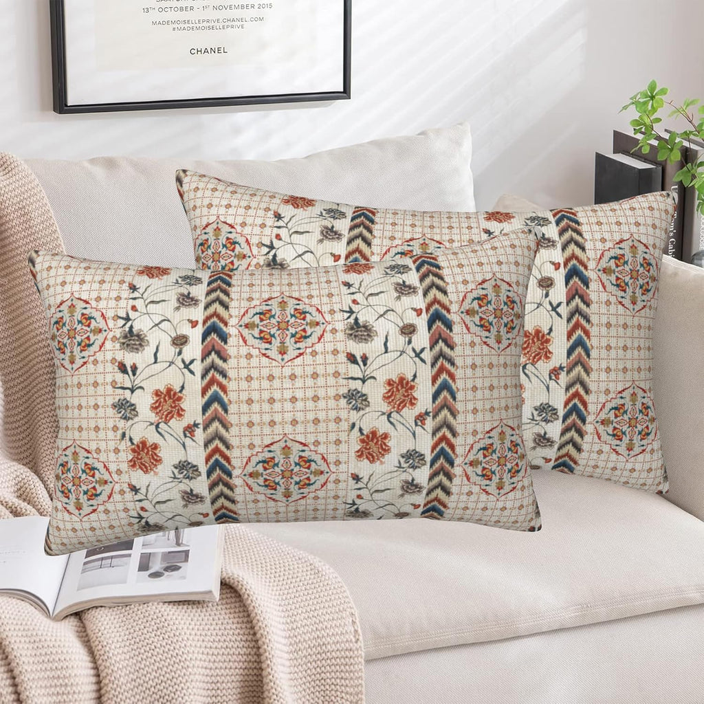 Throw Pillow Covers Boho Floral Pillow Covers 20x12 Inch Set of 2 Throw Pillows Decorative Pillow Cases Cushion Covers for Bedroom Livingroom Sofa Farm House