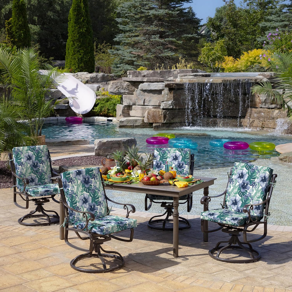 Arden Outdoor Midback Chair Cushion, 18 x 16.5, Rain-Proof, Fade Resistant Salome Tropical