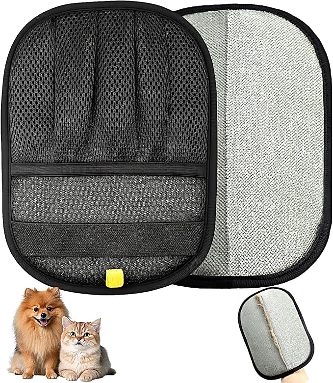 Upgraded Pet Hair Removal Gloves for Cats & Dogs, Five-Finger Electrostatic Reusable Magic Brush for Effortless Pet Hair Remover Tool on Carpet, Clothing, Laundry, Couch, Car Seat