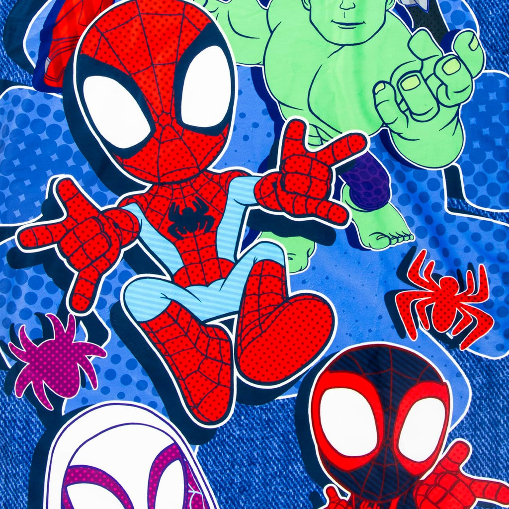 Jay Franco Kids Slumber Bag and Pillow - 54 x 27 Inch Comfy Indoor Sleeping Bag for School and Sleepovers, 2 Piece Set, Blue - Spidey & His Amazing Friends