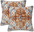 Ethnic Boho Throw Pillow Covers Set of 2 Rug Boho Style Ethnic Design Pillow Covers 16x16 Inch Modern Farmhouse Home Decorative Pillow Cases Cushion Cover for Sofa Living Room Office