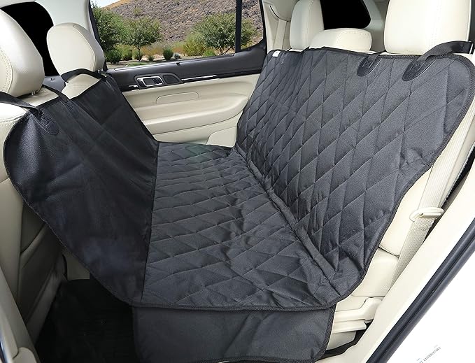 4Knines Dog Backseat Cover with Hammock for Cars, SUVs, and Trucks – Waterproof Layers, Nonslip Seat Protector, Durable Nylon Clips, K9 Shield with Heavy Duty Thread, (Extra Large, Black)