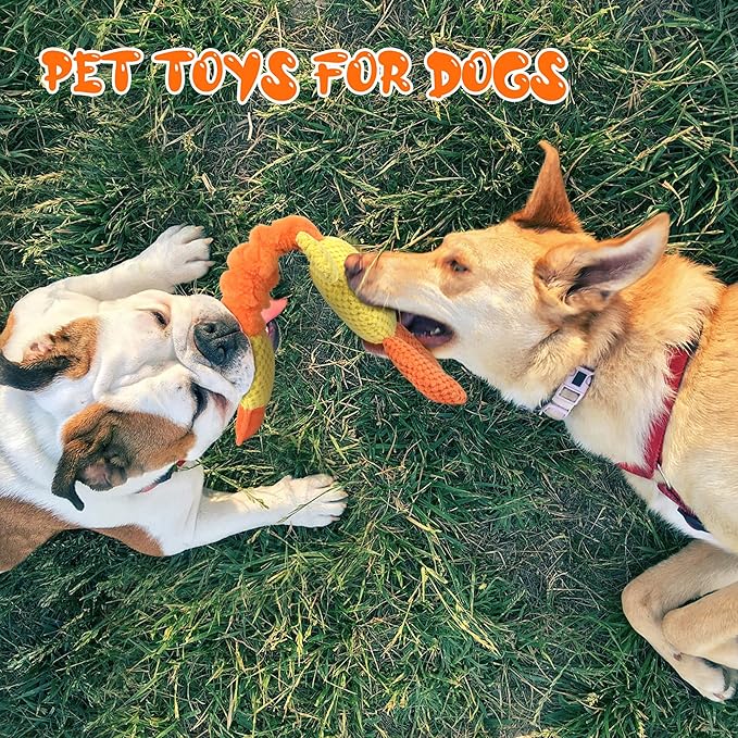 TwoEar Duck Dog Toy with Crinkle Paper, Interactive Tug of War Dog Toy, Stuffed Squeaky Toys for Puppies, Small, Medium, and Large Dogs
