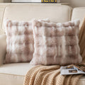 Pack of 2 Thick Plush Throw Pillow Covers Fluffy Wave Faux Fur Decorative Cushion Covers Soft Wool Pillowcase for Sofa Couch Livingroom 26x26 Inch White Taupe