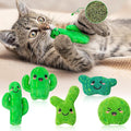 MALLMALL6 Catnip Toys for Cat - 5Pcs Cactus Prickly Plants Catmint Interactive Kitten Toy for Indoor Cats, Cute Soft Green Pet Supplies for Kitty Lover Gifts, Kitten Teething Chew Presents Set