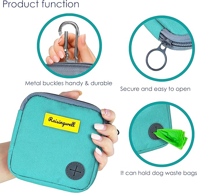 Dog Treat Pouch for Pet Walking and Training with Clicker Poop Bags Small Fanny Zipper Pack Holder for Puppy Snack Dispenser Kit for Leash and Outdoor Use （Green）