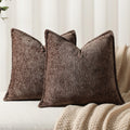 Pack of 2 Chocolate Brown Decorative Throw Pillow Covers 22x22 Cozy Soft Chenille Accent Vintage Square Couch Pillow Covers for Home Decor Bed Sofa Living Room