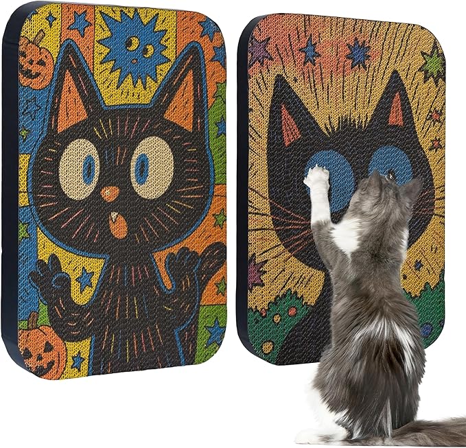 2 Packs Art Cat Wall-Mountable Scratching Board 16.7x11x1 Inch Cat Wall Scratch Pad and Scratcher for Indoor Cats Furniture Protector (MagicCat)