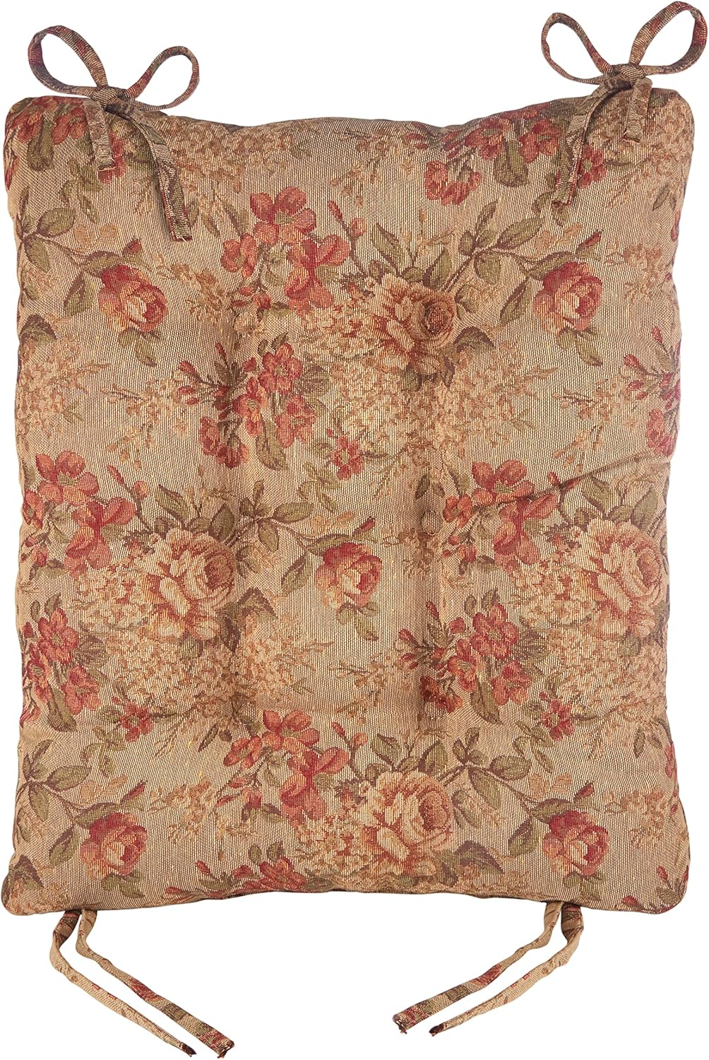 Klear Vu Omega Non-Slip Rocking Chair Cushion Set, Assembled in USA, Thick Padding & Tufted Design, Includes Seat Pad & Back Pillow with Ties, 17x17 Inches, 2-Piece Set, Somerset