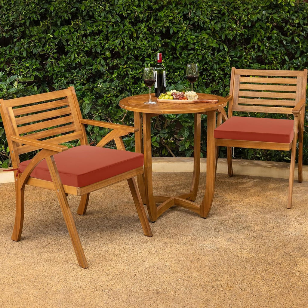 Outdoor Chair Cushions Set of 2: Waterproof & Fade Resistant Deep Seat Cushion for Patio Furniture - 24 x 24 x 3 Inch Chair Pads with Ties and Hidden Zipper - Patio Chair Cushion Replacement, Rust