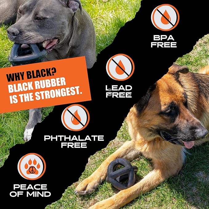 Monster K9 Indestructible Dog Ball – Lifetime Replacemnet - Durable Dog Toy for Aggressive Chewers - Safe, Non-Toxic Natural Rubber - Chew, Tug & Fetch - Tough, Heavy Duty - 5.5” (2X Tennis Ball Size)