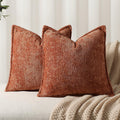 Pack of 2 Burnt Orange Fall Euro Shams Pillow Covers 26x26 Cozy Soft Chenille Decorative Throw Pillow Covers Accent Vintage Square Couch Pillow Covers for Home Decor Bed Sofa Living Room