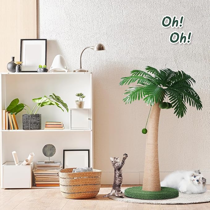 43 inch Cat Scratching Post, with Hanging Ball for Indoor Cats Large Cat Scratching Post sisal Cat Scratcher, New Round