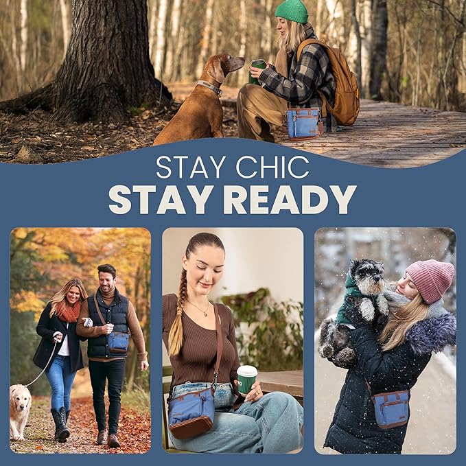 BEAU&FUR Large Dog Treat Pouch with Clicker for Training – 4 Cup Capacity, Built-In Poop Bag Dispenser, Expandable Pocket, Metal Buckle, Large Back Pocket, Ideal Design for Walks and Training – Blue