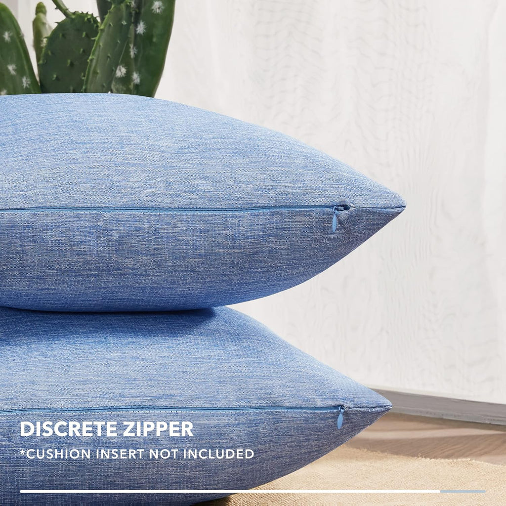 Deconovo Decorative Throw Pillow Covers - Set of 4 Soft Linen Cushion Covers, 18x18 Inch, Green & Machine Washable Pillowcases for Sofa, Bedroom, Living Room Décor, Dark Blue