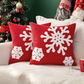 MIULEE Pack of 2 Christmas Decorative Snowflake Throw Pillow Covers Canvas Embroidery Winter Cushion Cases Holiday Decor Soft Pillowcases for Winter Couch Sofa Bedroom Car（Red, 20x20in）