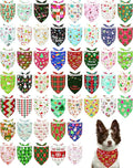 PET SHOW 100 Pack Christmas Dog Bandanas Bulk for Medium Extra Large Dogs Seamless Scarves XL Xmas Triangle Bibs Kerchief Set Pet Girl Boy Holiday Party Grooming Accessories, L