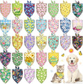 30 Pcs Spring Summer Dog Bandanas Bulk Floral Pet Scarves Bibs Adjustable Puppy Bandanas Girl Washable Flower Puppy Grooming Bandana for Small Medium Large Breed Dog Cat Pet Grooming Accessories