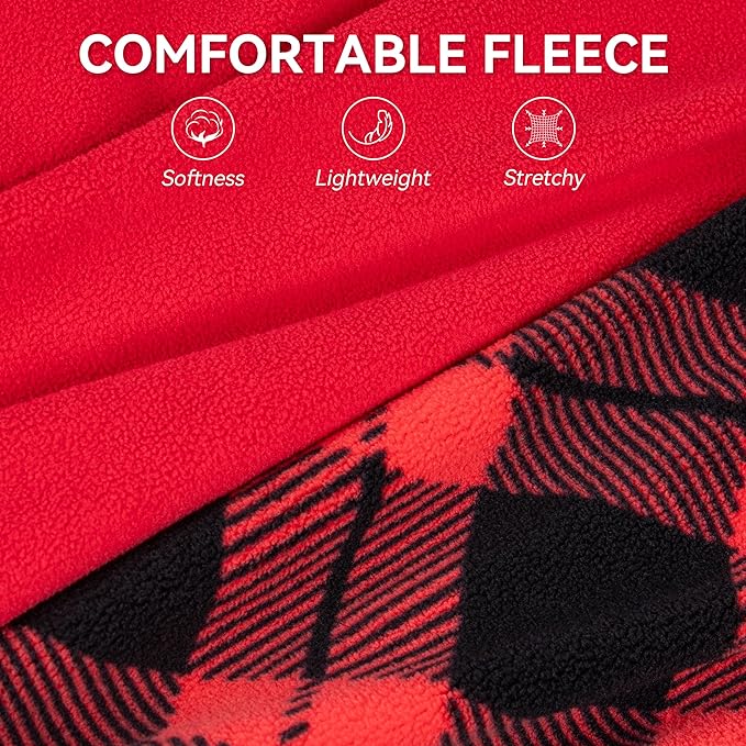 cyeollo 2 Pack 2XL Dog Sweater, Warm Fleece Doggy Vest Pullover Sweatshirt Dog Jacket Reflective Stretchy Pet Clothes Cold Weather Coats for Medium to Large Dogs Boy & Girl, Red & Buffalo Plaid XXL