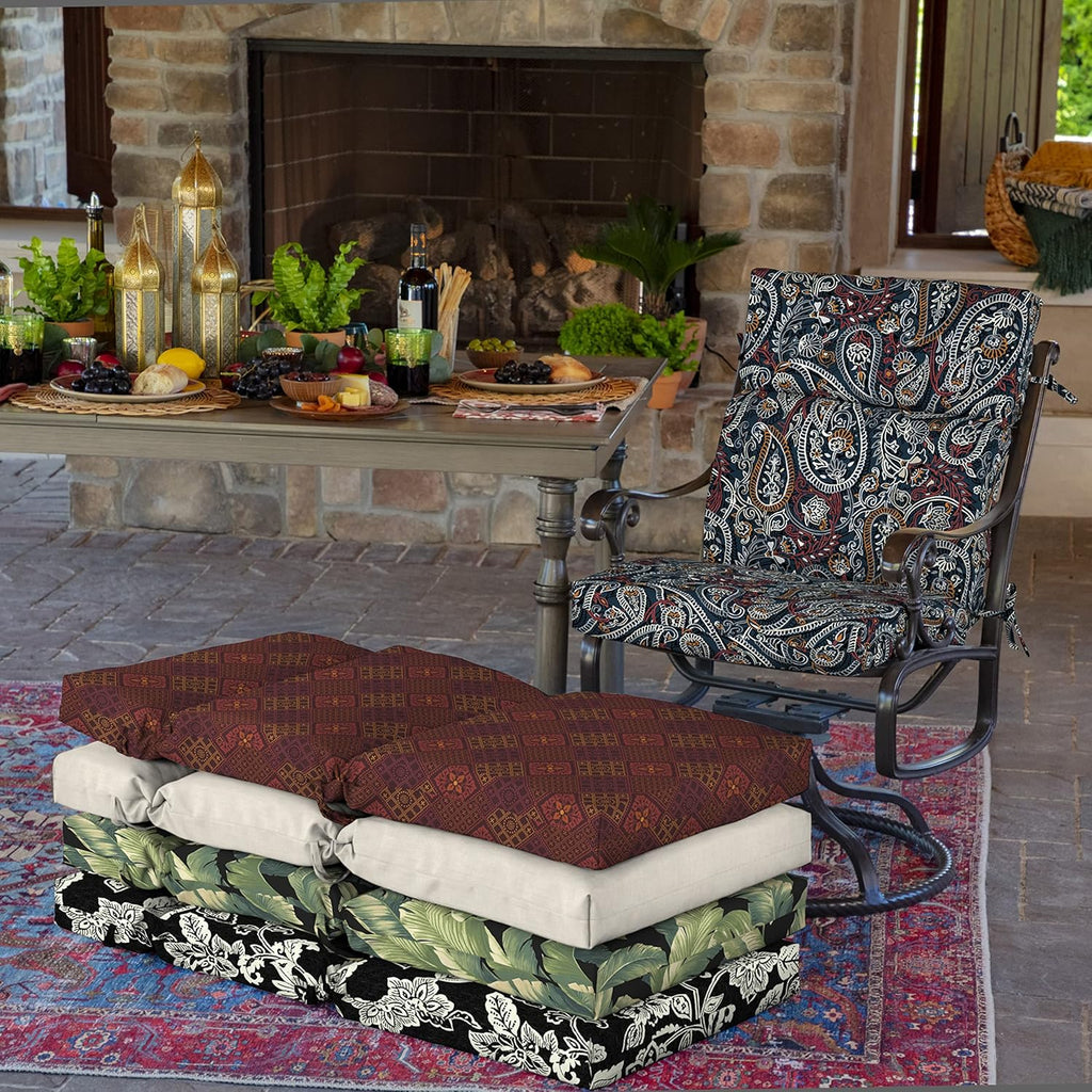 Arden Outdoor Chair Cushion, 21 x 20, Rain-Proof, Fade Resistant 20 x 21, Navy Palmira Paisley