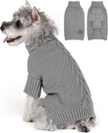 cyeollo Small Dog Sweater with Leash Hole Turtleneck Knitted Warm Dog Clothes Puppy Sweaters for Small Dogs, Grey S