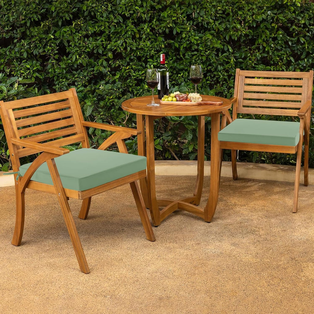 Outdoor Chair Cushions Set of 2: Waterproof & Fade Resistant Deep Seat Cushion for Patio Furniture - 24 x 24 Inch Chair Pad with Ties and Hidden Zipper - Patio Chair Cushion Replacement, Sage Green