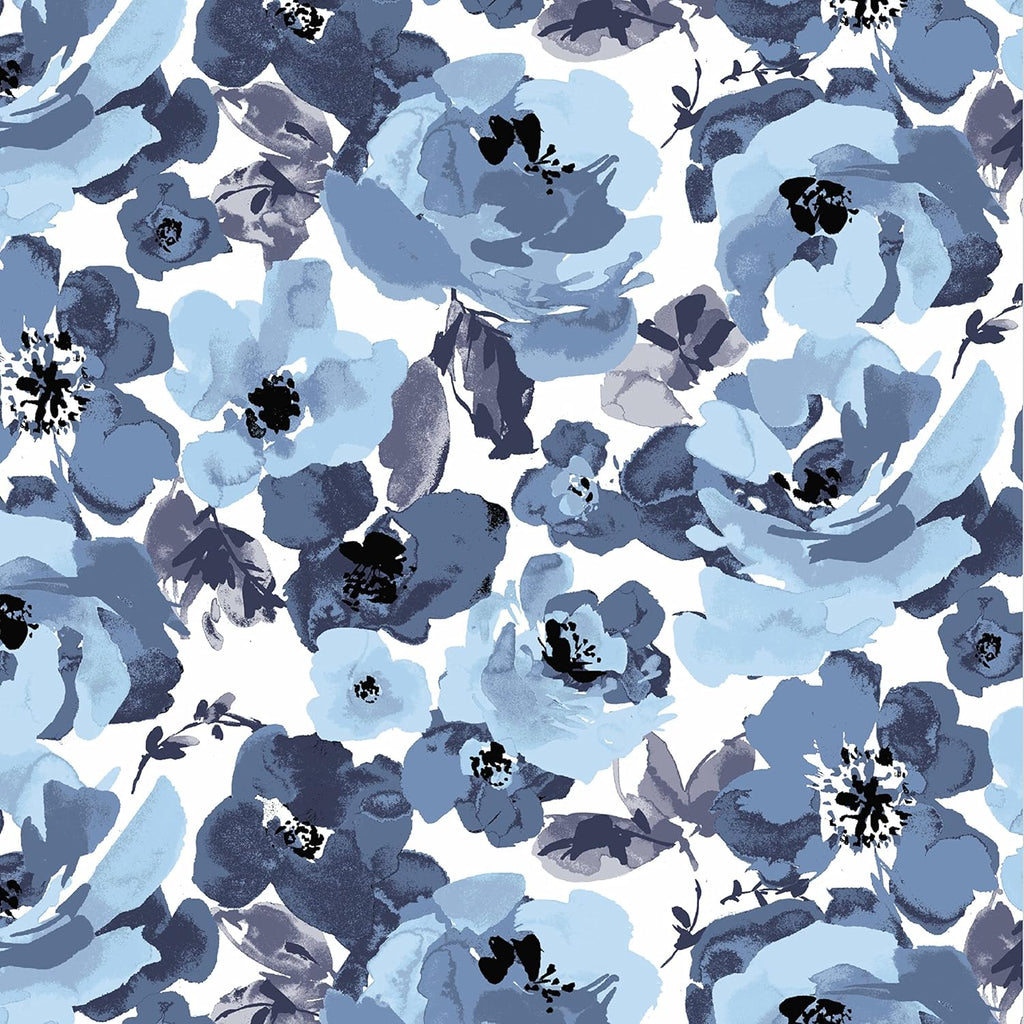 Arden Outdoor Midback Chair Cushion, 18 x 16.5, Rain-Proof, Fade Resistant Blue Garden Floral