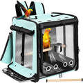 Sanmoncare Bird Carrier for Car Travel with Seat Belt, Indestructible Stainless Steel Mesh Parrot Backpack Travel Cage