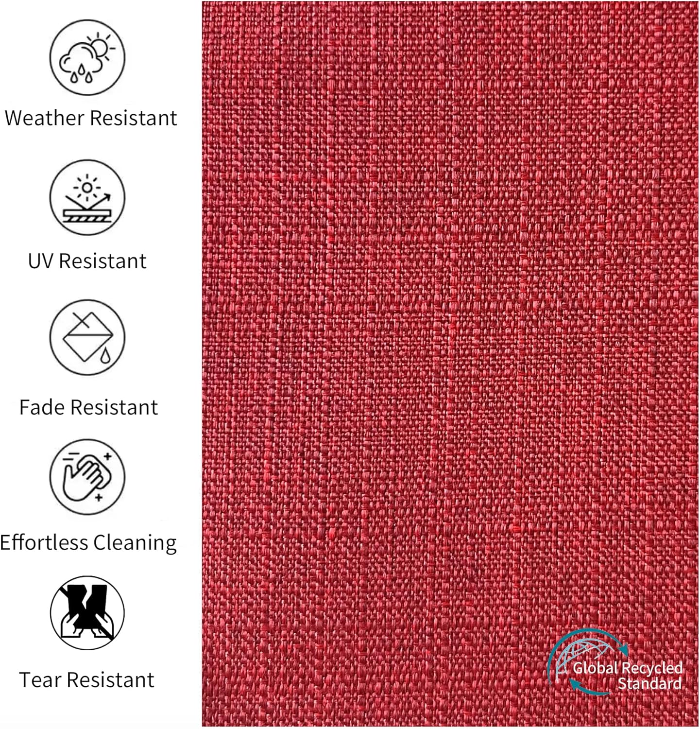 23.5x25 inch Outdoor/Indoor Deep Seat Patio Cushions Set of 2 Deep Seat Bottom Resilient Foam Filling Water Repellent Stain-Resistant UV Resistant Weather Resistant Chili