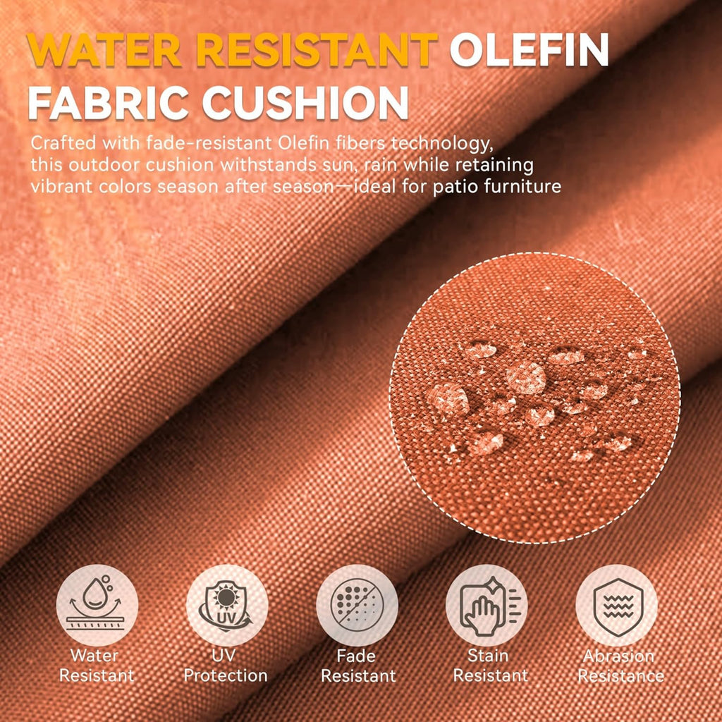 Patio Cushions for Outdoor Furniture - 22" x 25" x 4" UV Resistant Thick Foam Cushions Water Resistant Replacement Cushion for Outdoor Patio Furniture Chair/Sofa/Couch | Orange | 2-Pack |