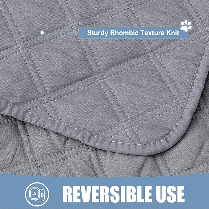 Smiry Waterproof Dog Bed Cover Pet Blanket, Soft Washable Dog Blanket for Furniture Bed Couch Sofa Reversible, Checkered (40"x70", Grey/Grey)