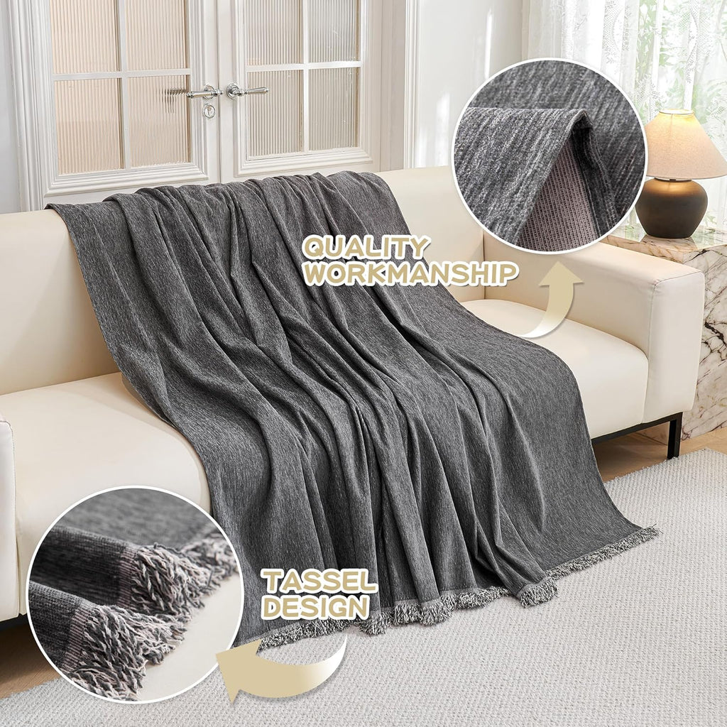 MYSKY HOME Couch Cover for Dogs Washable Couch Covers for 3 Cushion Couch Sofa Super Soft Sofa Slipcover Non Slip Sofa Cover, Chenille Sofa Covers for Dogs, Furniture Protector, 71"x150", Dark Grey