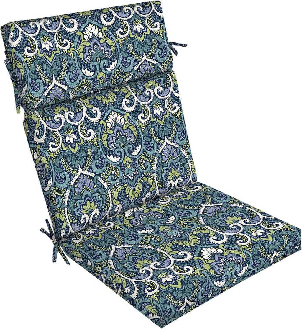 ARDEN Outdoor Chair Cushion, 21 x 20, Rain-Proof, Fade Resistant Sapphire Aurora Blue Damask