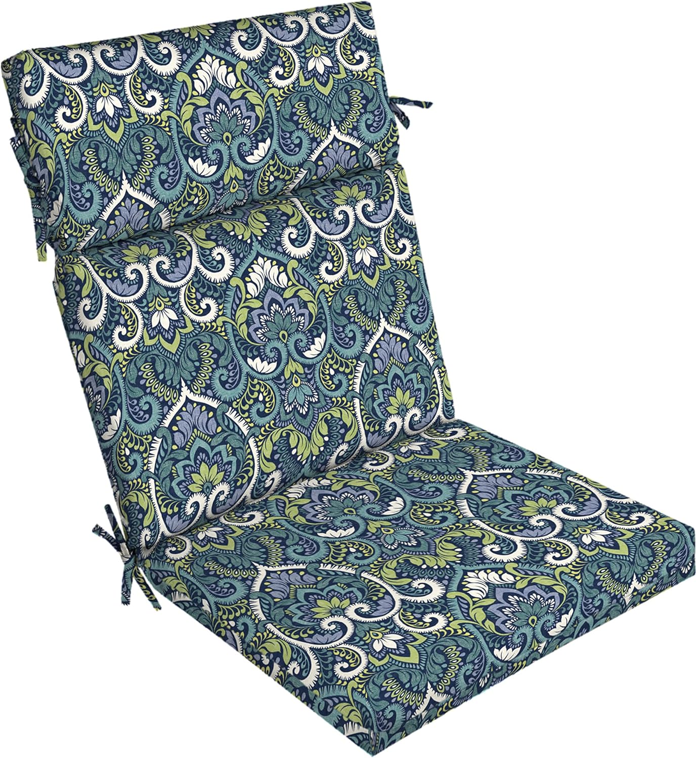 ARDEN Outdoor Chair Cushion, 21 x 20, Rain-Proof, Fade Resistant Sapphire Aurora Blue Damask