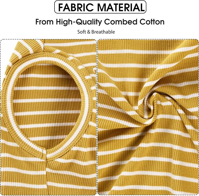 Koneseve Dog Shirt Vest Lightweight Stretchy Dog T-Shirts Soft Cool Sleeveless Stripe Vests Breathable Clothes for Puppy Kitty Cats Small Medium Large Dogs 2 Pack Yellow + Light Grey [ 2XL ]