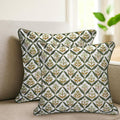 SheetKart Pure Cotton Throw Pillow Covers - Set of 2 - Hand Block Pure Cotton Printed Boho Decorative Pillow Covers - Cushion Covers for Living Room, Bohemian Theme, 18 x 18 Inches, Sagewood Olive
