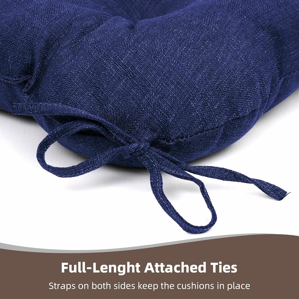 RACE LEAF 4 Pack 19x19 Patio Chair Cushions, Thickened Waterproof Cushions with Stain Resistant Cover and Non-Slip Ties (Navy)