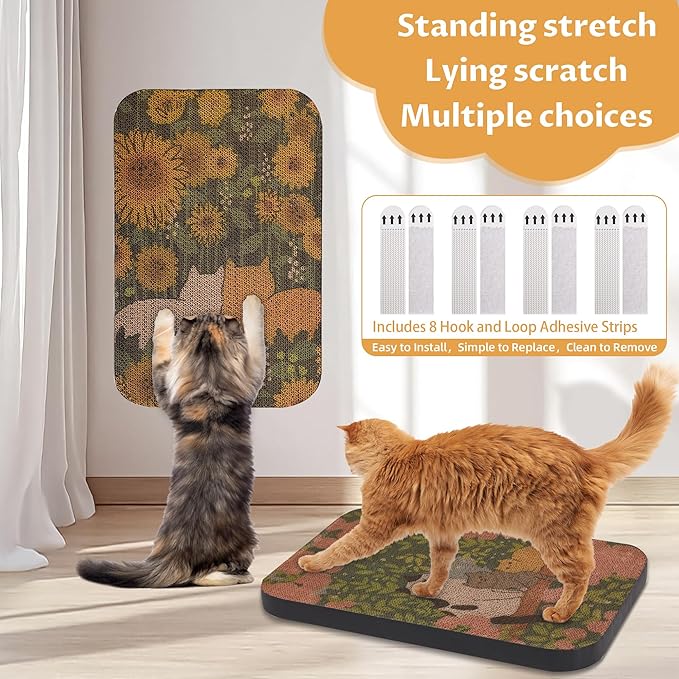 2 Packs Art Cat Wall-Mountable Scratching Board 16.7x11x1 Inch Cat Wall Scratch Pad and Scratcher for Indoor Cats Furniture Protector (Series5)