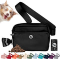 Puppington 3-in-1 Crossbody Dog Walking Bag & Treat Pouch with Matching Planet Safe Poop Bags & Built-In Dispenser - Dog Mom Gift for Puppy Training with Zippered Pockets (Onyx Black)