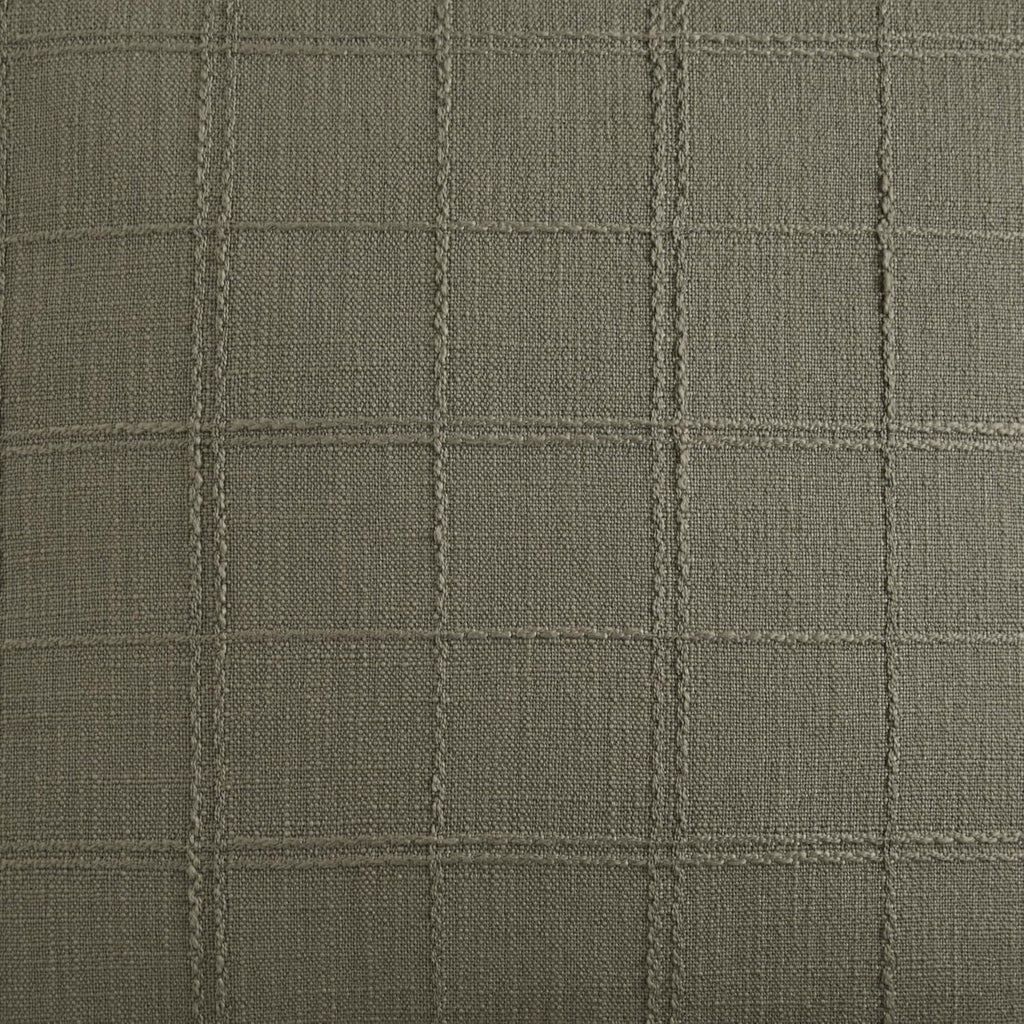 ZeeMart Linen Checked Throw Pillow Covers Set of 2, 20x20 Inch Olive/Cream, Farmhouse Decorative Single Sided Grid Embroidered Couch Pillow Cases Green Cotton Linen Cushion Covers