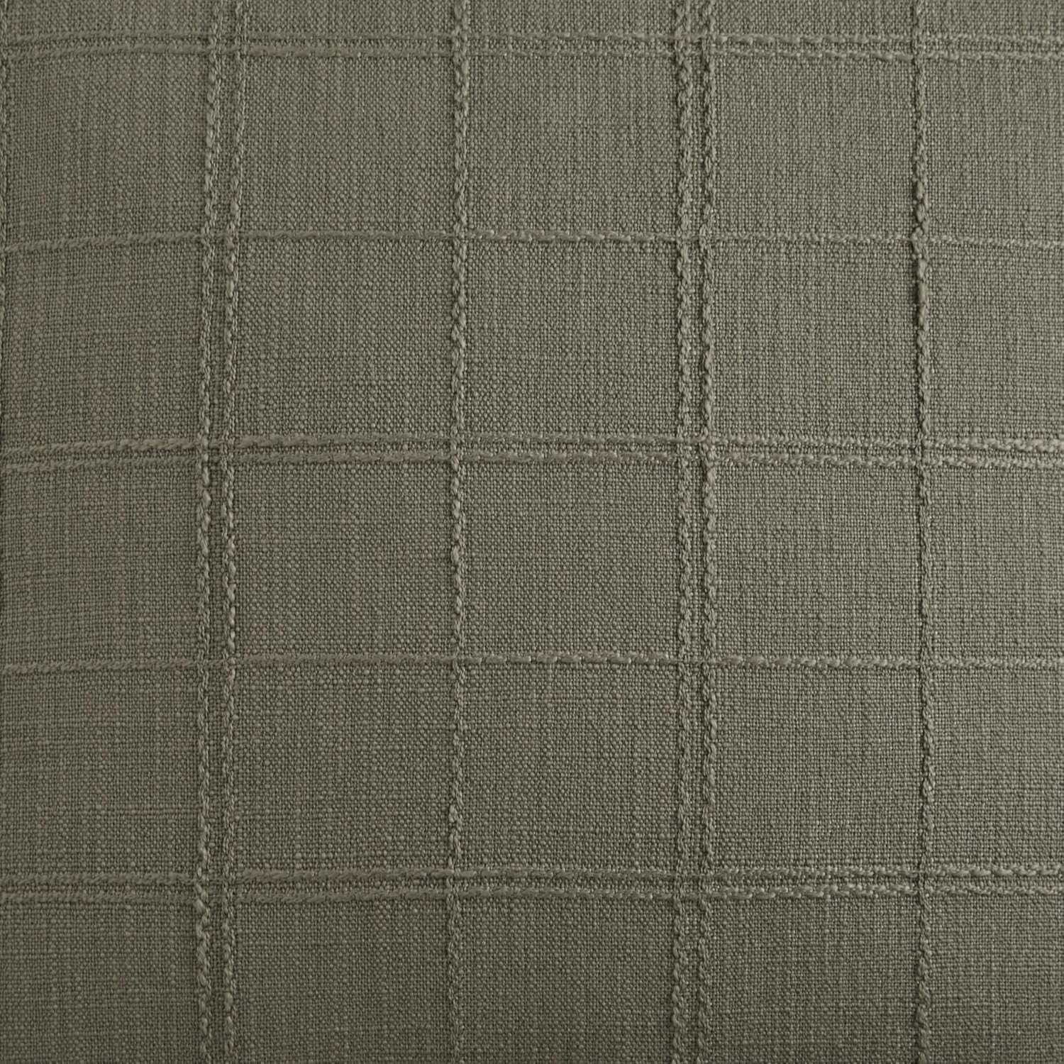 ZeeMart Linen Checked Throw Pillow Covers Set of 2, 20x20 Inch Olive/Cream, Farmhouse Decorative Single Sided Grid Embroidered Couch Pillow Cases Green Cotton Linen Cushion Covers