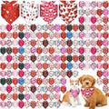 Aliceset 180 Pcs Valentine Dog Bandana Bulk Heart Bandanas for Dogs Adjustable Washable Pet Triangle Scarf Cute Red Pink Kerchief Bibs for Valentine‘s Day Pet Costume Accessories Decorations